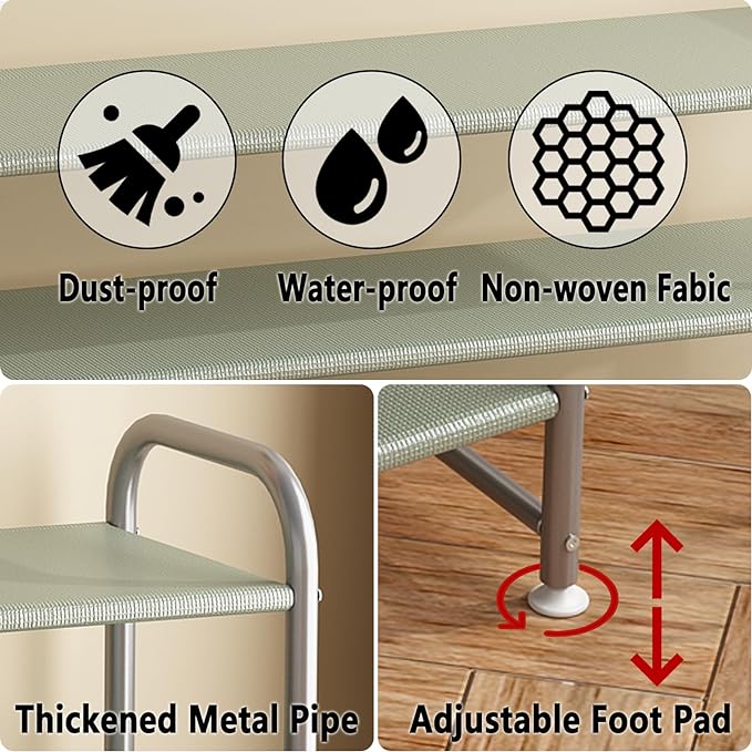 INGIORDAR Shoe Rack 2 Tier Long Storage Organizer Wide Metal Shoe Shelf - Image 6