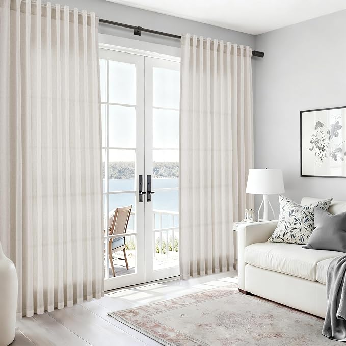 Pearl White Linen Curtains for Living Room 72 Inches Long Luxury Light - Image 6
