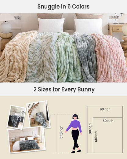 Ultra Soft Cozy Faux Fur Throw Blanket, Fuzzy Plush Thick Bubble Blanket - Image 6