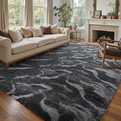 5x7 Ft Large Shag Rugs for Bedroom Living Room, Tie Dyed Ultra Soft Fluffy by Cuzwlovita