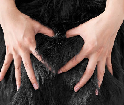 SERISSA 4x6 Fluffy Black Faux Fur Area Rug - Image 7