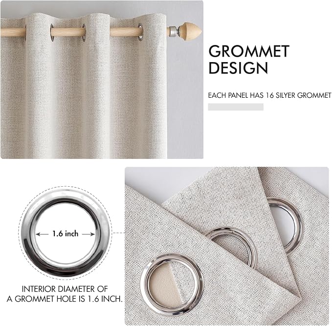 MIULEE Extra Wide 100% Blackout Linen Curtains - Image 6