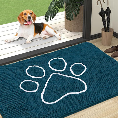 OLANLY Dog Door Mat for Muddy Paws 47x32, Paw Print Design Chenille Mud Mat | by OLANLY