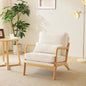 VINGLI Coarse Linen Beige Comfy Accent Chair, Mid Century Modern Lounge Armchair by VINGLI