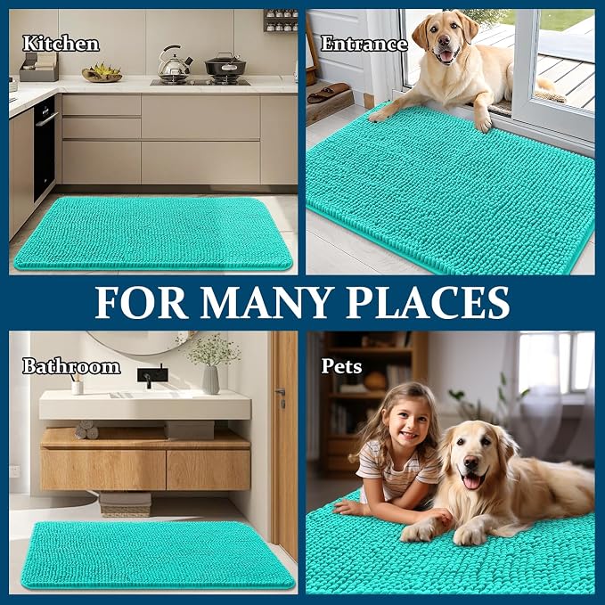 OLANLY Dog Door Mat for Muddy Paws 44x24, Super Absorbent Chenille Mud Mat | - Image 8