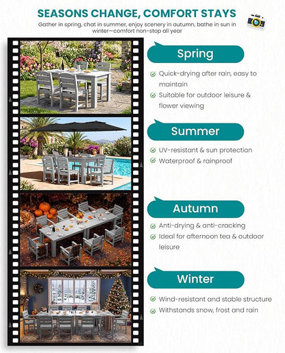 SERWALL Patio Dining Set with 15FT Double Side Umbrella, Outdoor Dining Sets - Image 7