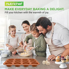 NutriChef 12-cup Copper Oven Muffin Pan, Non-Stick Coated Layer Surface, Even Heating Muffin Tray for Muffins, Cupcakes, Pastries & Mini Pies, Used for Model Number NCBSCC54