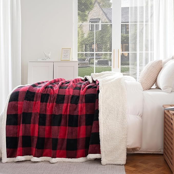 PU MEI Sherpa Fleece Throw Blanket 80" x 90" Reversible Plush Fluffy Large Big - Image 2