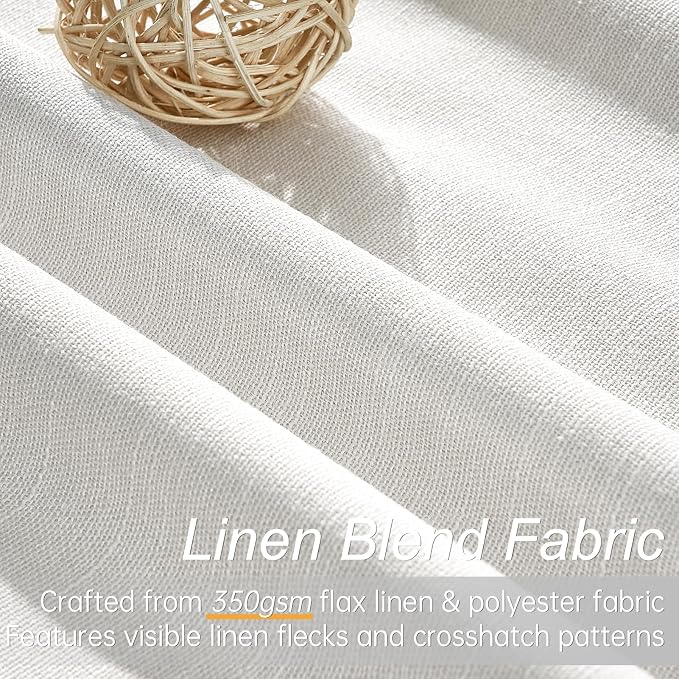 Topfinel Snow White Linen Blackout 120 Inch Curtains - Image 2