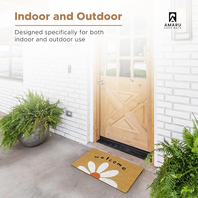 Coir Welcome Mat, Welcome Daisy, 24 x 36 in | 100% Natural Coir, Anti-Shedding - Image 5