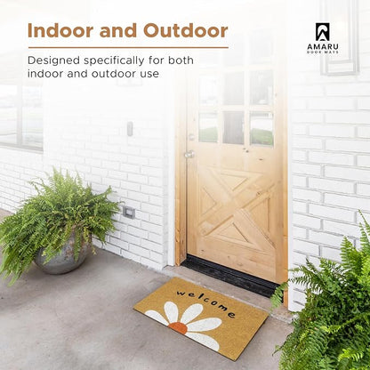 Coir Welcome Mat, Welcome Daisy, 24 x 36 in | 100% Natural Coir, Anti-Shedding - Image 5