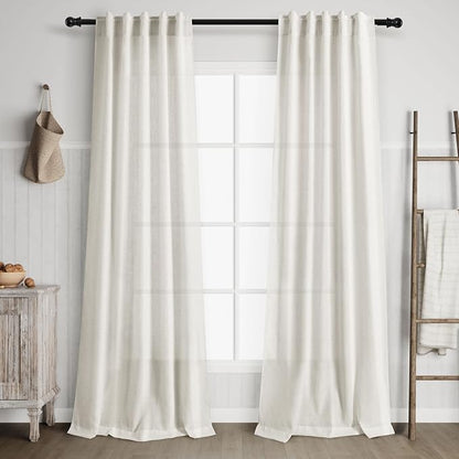 38 inch Wide Cream Linen Curtains by Nanspring