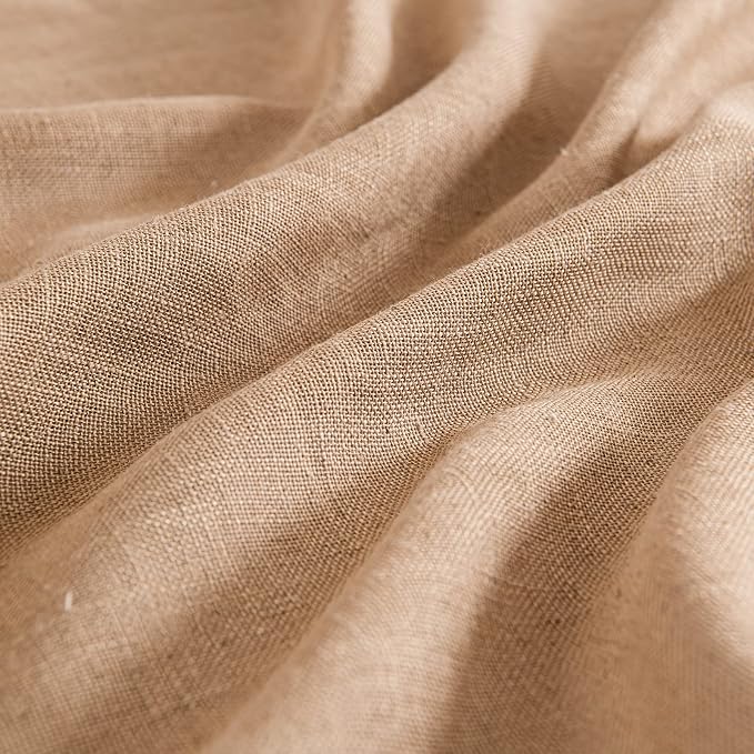 MIULEE Light Brown Linen Curtains 42x84 Inch Length 2 Panels - Image 4