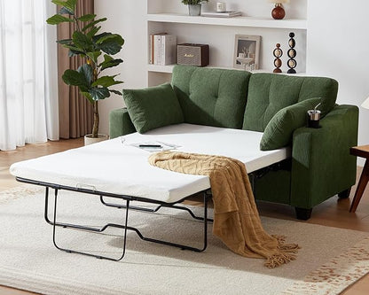 Full Size Pull Out Sleeper Sofa Bed, 2-in-1 Convertible Corduroy Pull Out Couch - Image 2