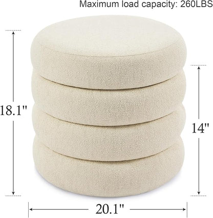 Flouki 19.5" Storage Ottoman Round, Vanity Stools - Image 2