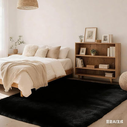 6x9 Area Rug Fluffy Shaggy Ultra Soft Faux Fur Non-Slip Machine Washable Carpet - Image 4