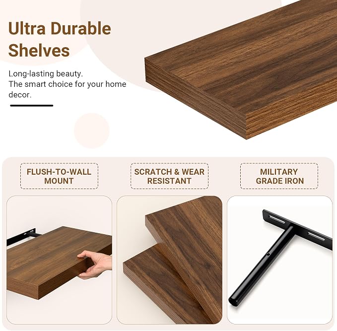 55 Inch Floating Shelves, 12 Inch Deep Floating Shelves - Image 5