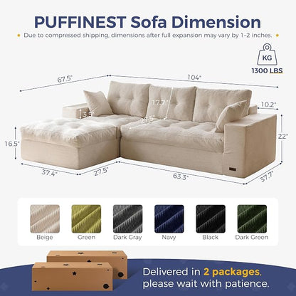 MAXYOYO 104" L Shaped Modular Sectional Sofa - Image 2