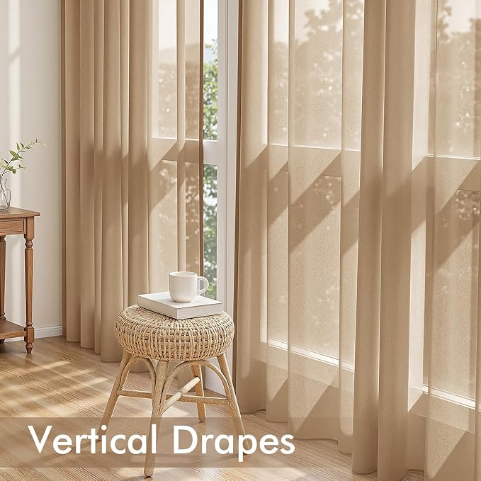 MIULEE Brown Sheer Curtains 90 Inches Long 4 Panels 54 x 90 Inches | Light - Image 5