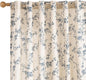 Extra Long Blue Vintage Floral Linen Curtains Farmhouse 2 Panels | Elisa Series by Lazzzy