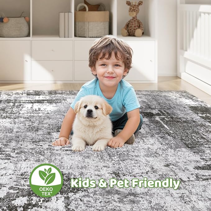 LOONGRUG 10x12 Area Rug Washable Large Neutral Modern Living Room Rugs | - Image 8