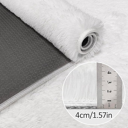 White Rug for Bedroom 4x6ft Fluffy Area Rug Mat Bedside Throw Rug for Living - Image 5