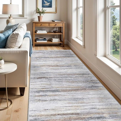 4x9 Wide Washable Runner Rug: Easy-to-Clean Runners Beige Grey | Stain&Water - Image 6
