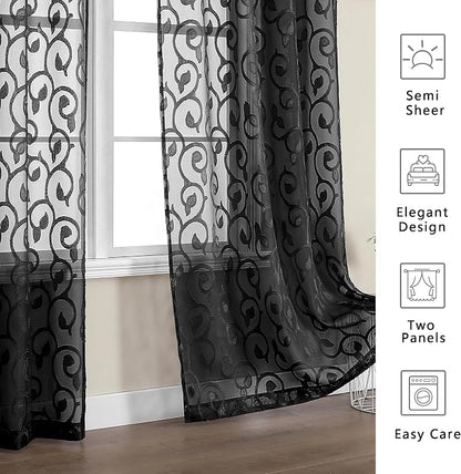 Furman Black Sheer Curtains 84 inches Long - Image 6