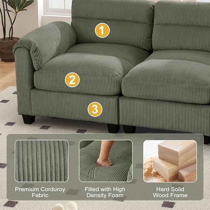 HAOMARKETS Corduroy Sofa Set, Upholstered Loveseat - Image 4