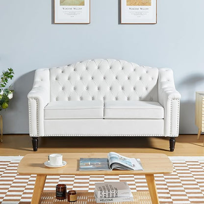 LEVNARY Chesterfield Loveseat Velvet, Upholstered Sofa by LEVNARY