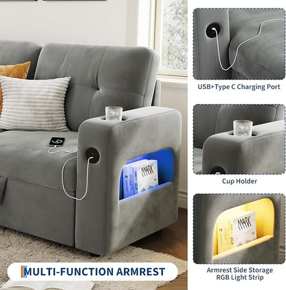 GarveeHome 84 Inch Sleeper Sofa Couch, L-Shaped Sofa, Convertible Pull Out Sofa - Image 3