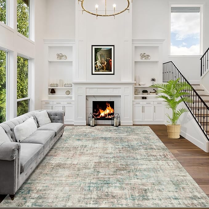 8x10 Area Rugs for Living Room: Washable Abstract Multi Color Carpet | Non-slip by GENTDRIZZ