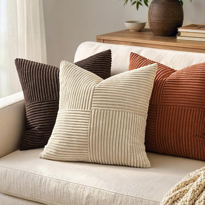 MIULEE Natural Beige Decorative Euro Sham Pillow Covers 24x24 Inch 2 Pack | - Image 3