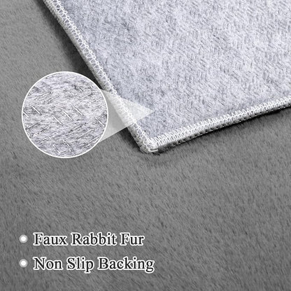 SHACOS Ultra Soft Faux Rabbit Fur Area Rug 6'x9', Non Slip Washable Padded - Image 2