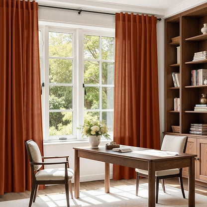 Extra Wide Terracotta Curtains for Living Room 102 Inches Long Back Tab and Rod - Image 8