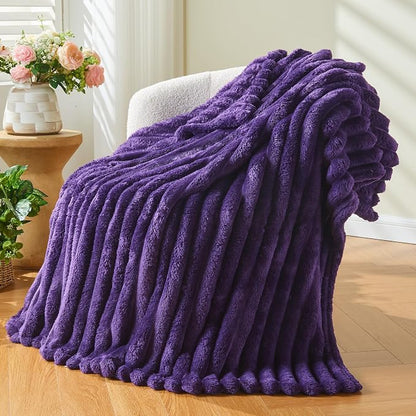 NEWCOSPLAY Fleece Ribbed Cozy Throw Blanket by NEWCOSPLAY