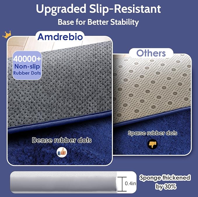 Amdrebio Navy Blue Shag Plush Area Rug 5x8 - Image 5