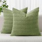 MIULEE Corduroy Decorative Throw Pillow Covers 12x12 Sage Green Pack of 2 | by MIULEE