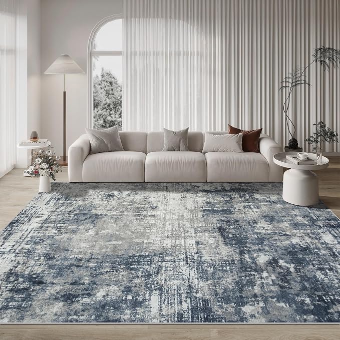 8x10 Area Rugs for Living Room Bedroom Dining Room Washable Blue Grey | Soft - Image 9