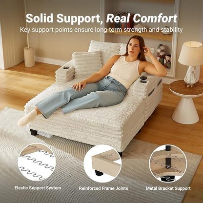Amsleekey 64" Chaise Lounge Chair Indoor, Oversized Sleeper Chair - Image 5