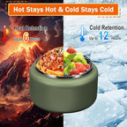 13.5oz Kids Thermos for Hot Food, Insulated Vacuum Food Jar with Buckle Lid, Stainless Steel Wide Mouth Leak Proof Insulated Lunch Container for School Picnic Travel, Green