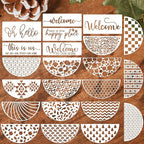 Welcome Stencils for Painting on Wood 12” Welcome Stencil for Door Mat Half Round Stencils for Wood Sign Doormat Fabrics