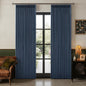 100% Black Out Pinch Pleated Linen Boho Curtains Navy Blue 80 Inch Length | by Twodrapes