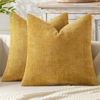 MIULEE Decorative Couch Throw Pillow Covers 16x16 in Mustard Yellow 2 Pack | by MIULEE