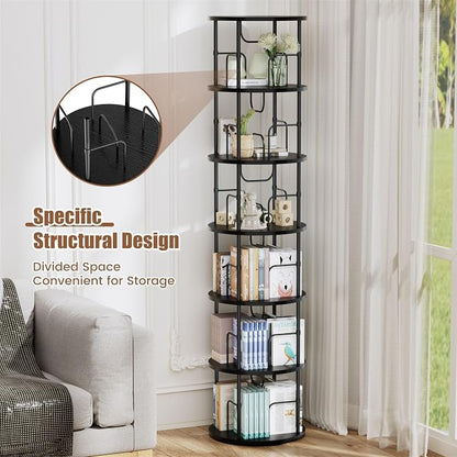 ALLSTAND 6 Tier Rotating Bookshelf, 360 ° Display Stackable Spinning Bookshelf - Image 3