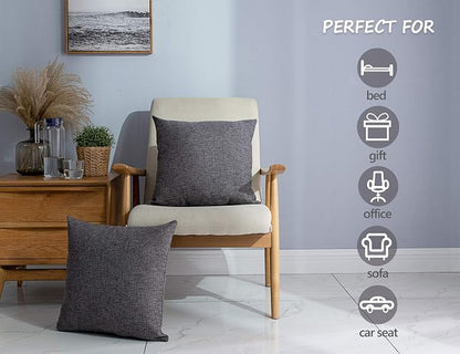 Stellhome Set of 2 Linen Throw Pillow Case Square Decorative Farmhouse Burlap - Image 3