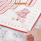Extra Large Silicone Pastry Mat, Baking Mat with Measurement for Fondant, Rolling Dough, Pie Crust, Pizza and Cookies, Counter Mat/Kneading Matts, Red, 24" x 32"