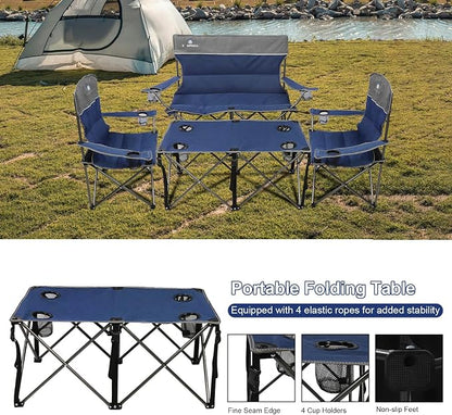 Camping Chair Set of 3, Outdoor Folding Camping Chairs - Image 6