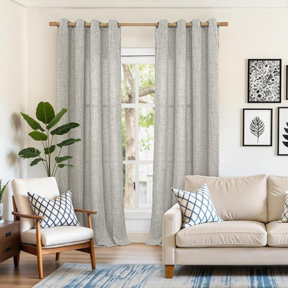 YoungsTex Linen Semi Sheer Curtains 90 Inches Long - Image 2