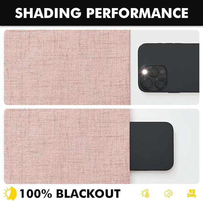 MIULEE 100% Blackout Linen Curtains 42 x 96 Inch Blush Pink 2 Panels | Thermal - Image 7